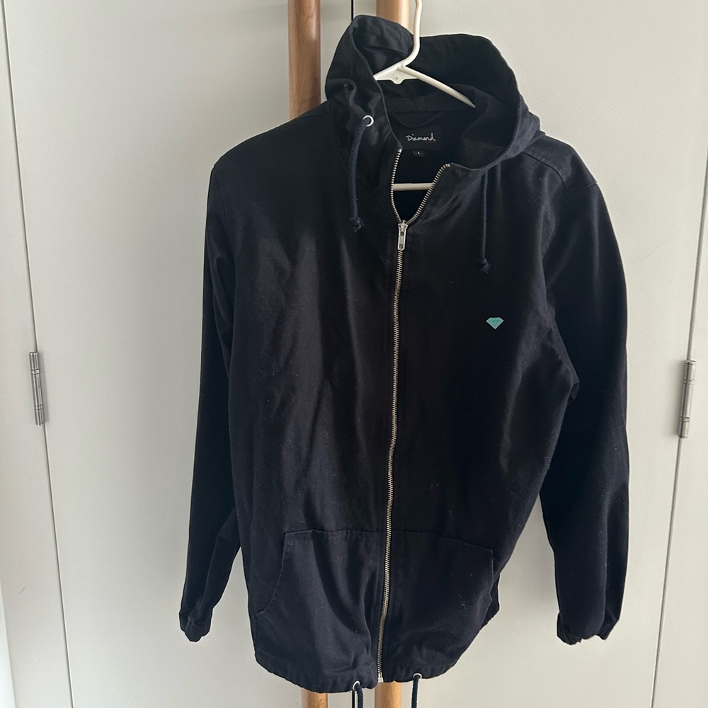 Black Large Diamond Supply Black Jacket With Hoodie